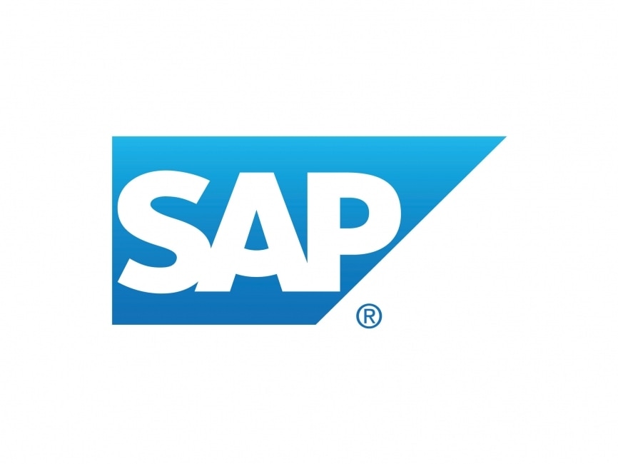 The image features the SAP logo in white letters against a blue background, enhanced by a triangular design on the right, reminiscent of themes explored in Visionary Global Leadership seminars.