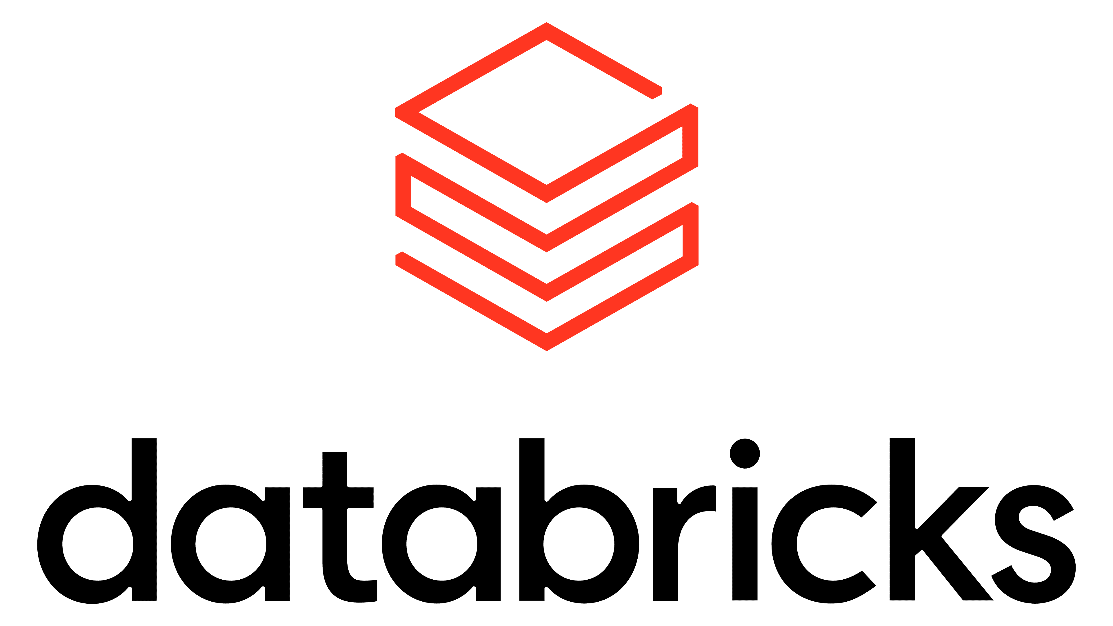 Databricks-Logo mit einem roten geometrischen Stapeldesign über dem Wort "databricks" in fetten schwarzen Kleinbuchstaben auf hellem Hintergrund, das seine Relevanz in den Bereichen Digitalisierung und Utilities Consulting für Energieversorger widerspiegelt.