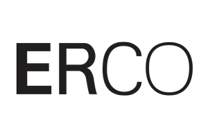 Das Logo in schwarzem Text lautet „ERCO“ auf weißem Hintergrund.