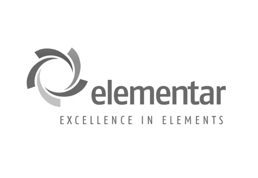 Schwarz-Weiß-Logo der Elementar Analysensysteme GmbH mit transparentem Hintergrund