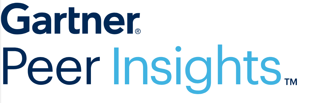 Gartner Peer Insights-Logo mit "Gartner" in dunkelblau und "Peer Insights" in hellblauem und dunkelblauem Text auf weißem Hintergrund.