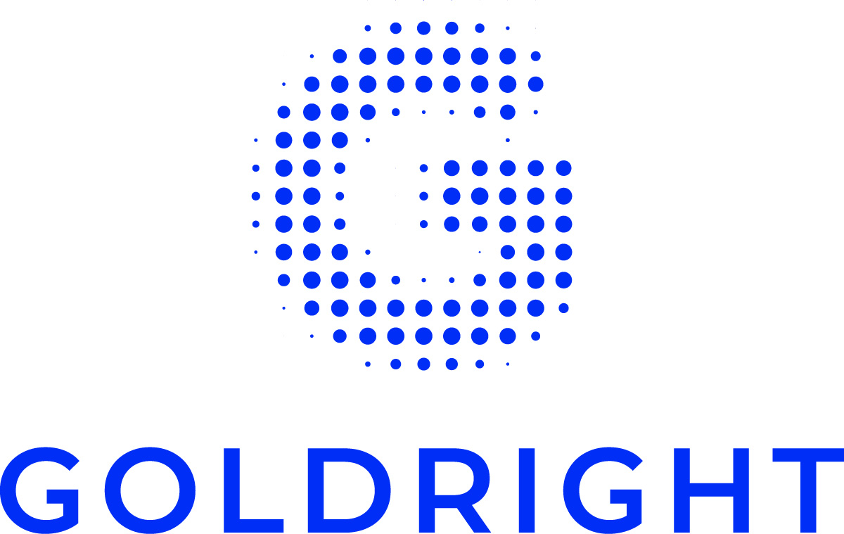 Goldright Logo mit blauem Schriftzug