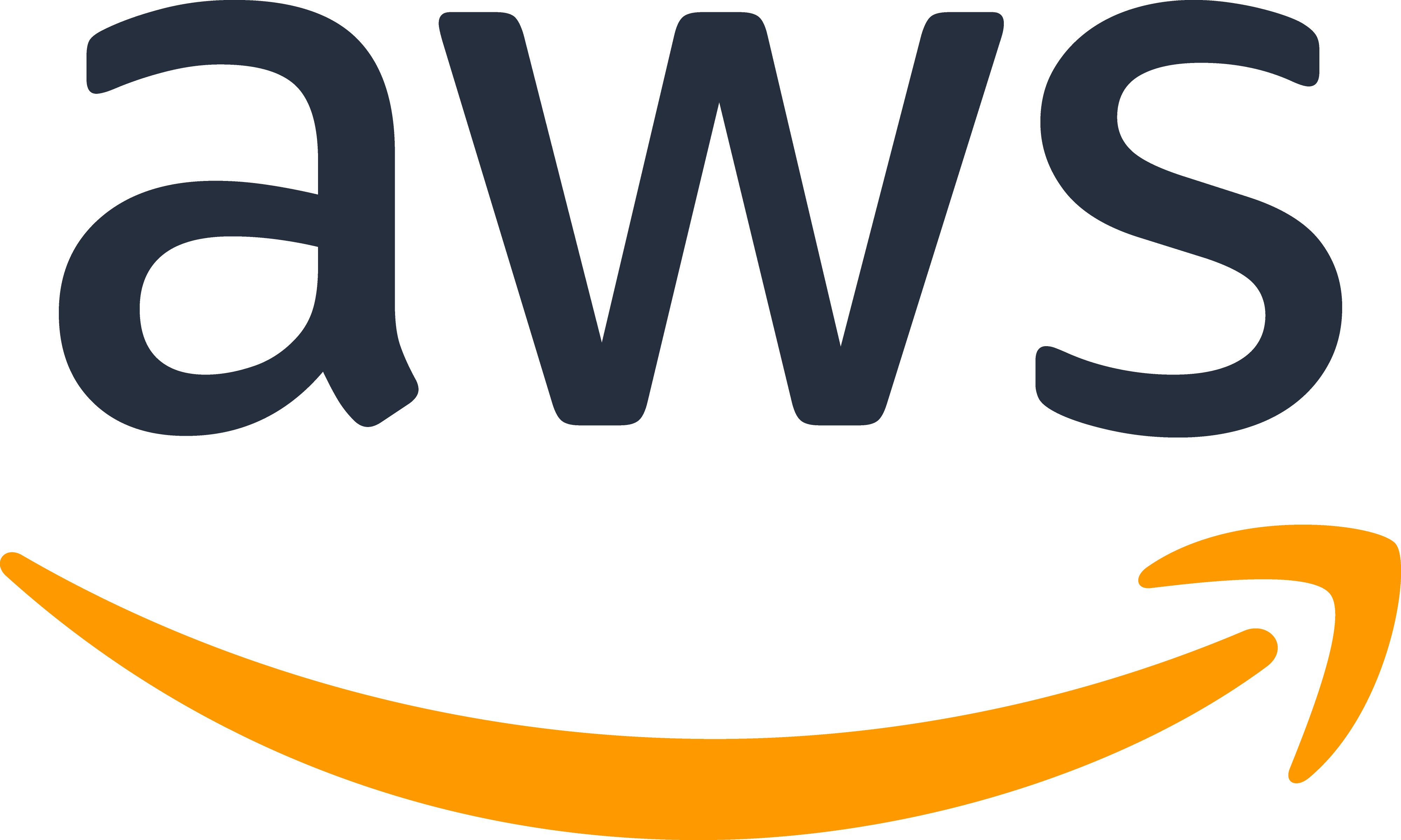 Das Bild zeigt das AWS-Logo mit fetten schwarzen Kleinbuchstaben "aws" über einer orangefarbenen geschwungenen Linie und einem Pfeil, der an ein Lächeln erinnert, und hebt die Rolle von AWS bei der Digitalisierung für Energieversorger und Versorgungsunternehmen hervor.