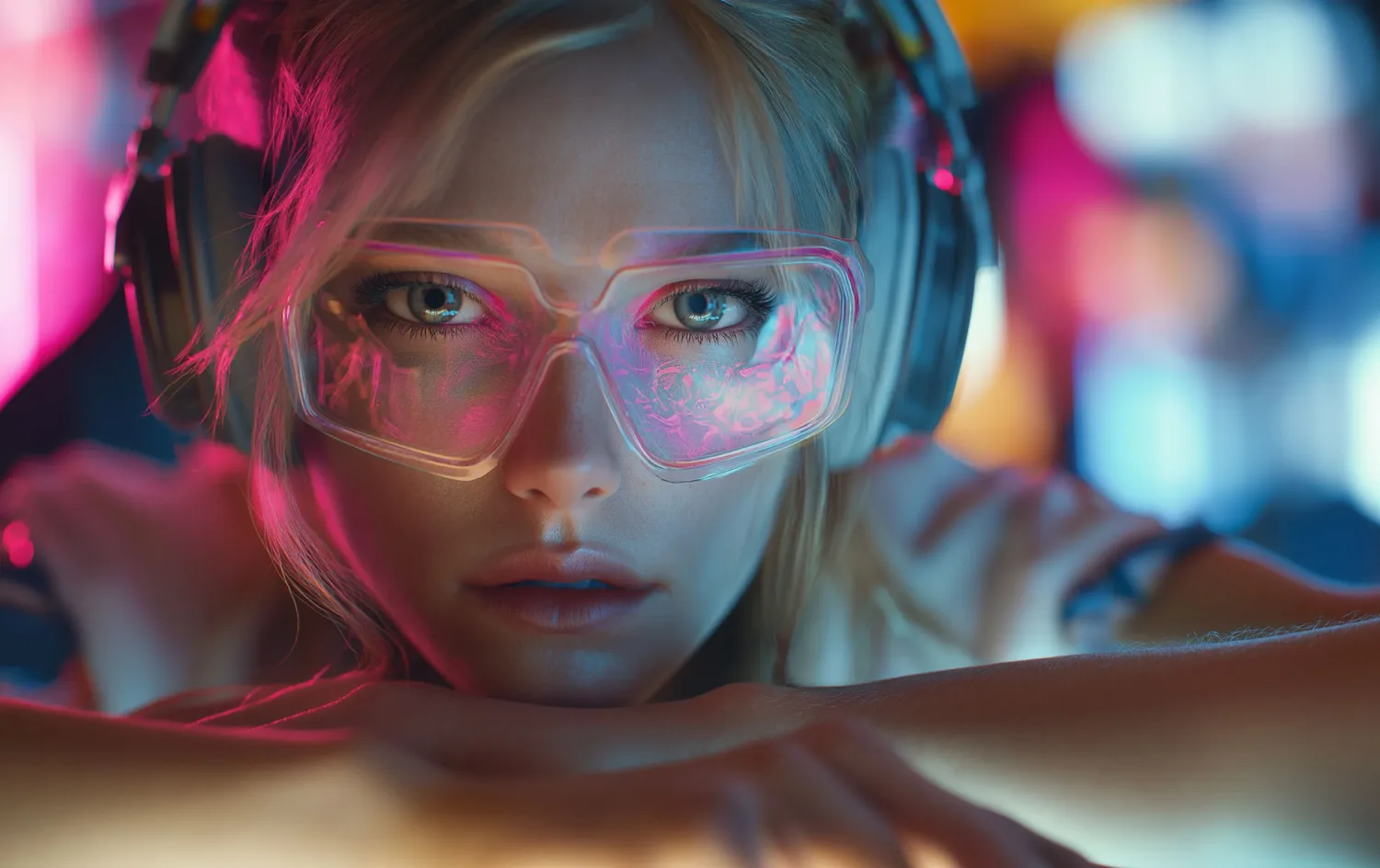 The future of retail - Blonde woman wearing futuristic glasses Event CEC