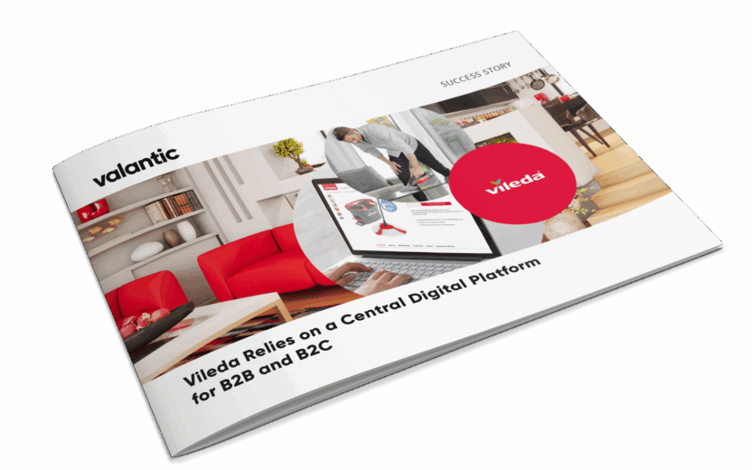 Imagem de uma brochura do Caso de Sucesso da valantic: plataforma B2B & B2C com o SAP Commerce Cloud