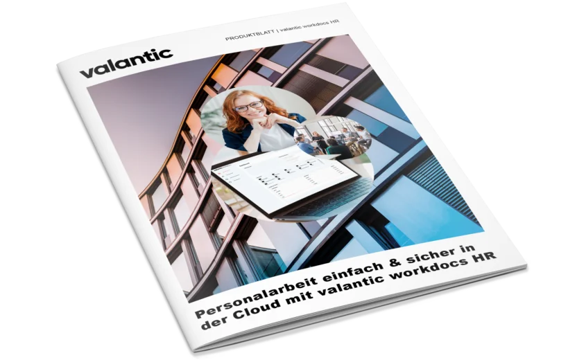 Mockup zum Produktblatt Cloud-Personalakte valantic workdocs HR
