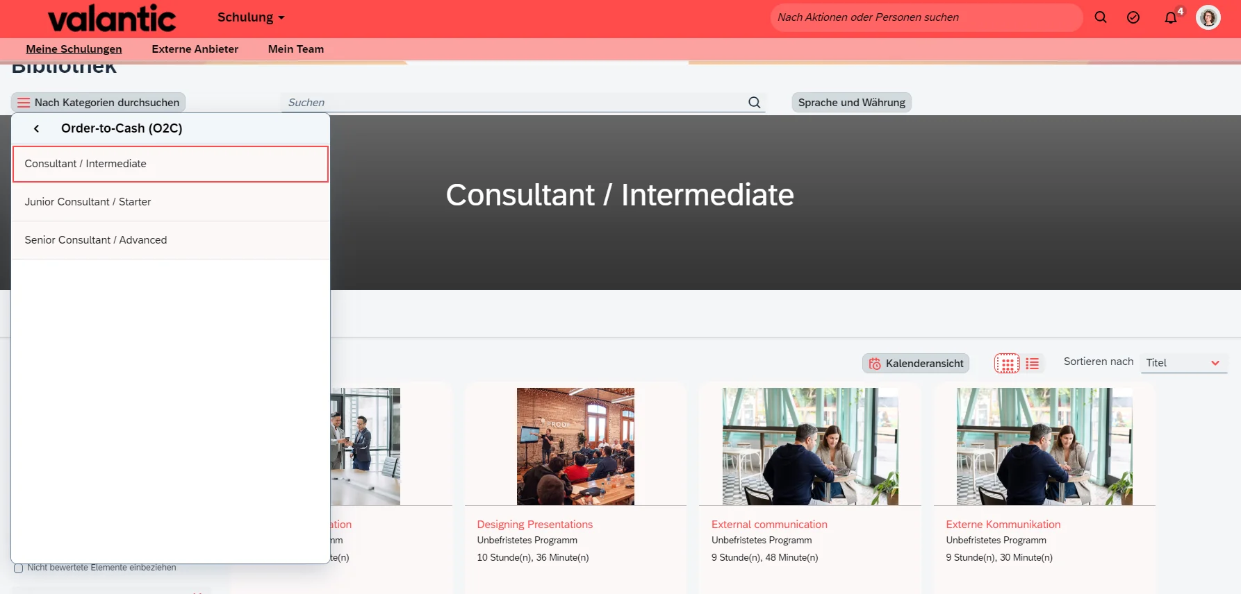 valantic Learning Hub Learning Journey
