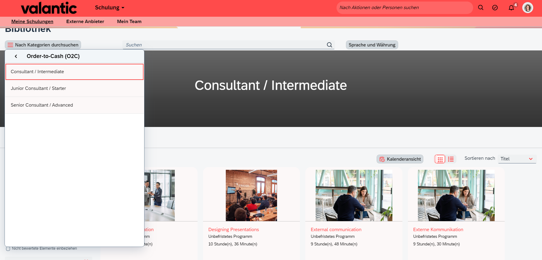 valantic Learning Hub Learning Journey