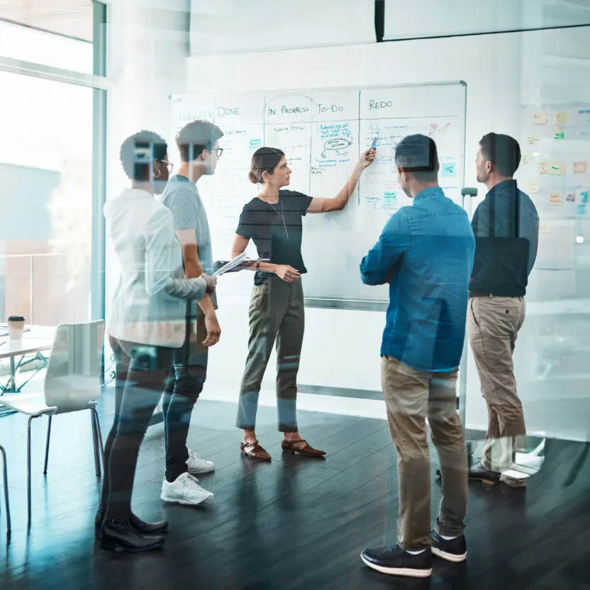 Shot of a group of businesspeople having a meeting in a modern office