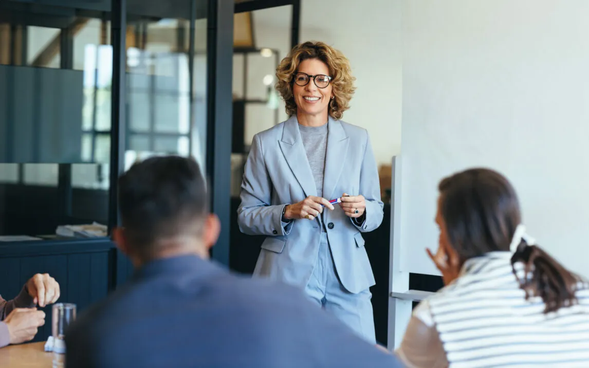 Woman leading a meeting in an office