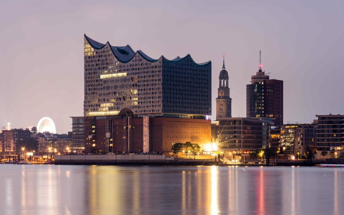 Hamburg (germany) skyline with landmarks.