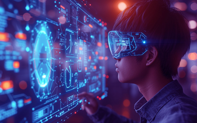 AI-generated image of a man wearing smart glasses