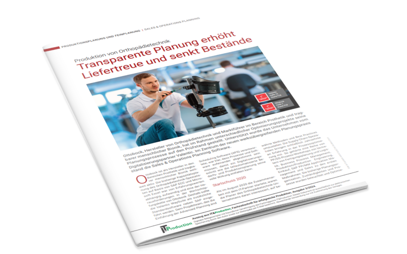 Mockup Ottobock-Artikel aus it&production 04/2024 "Transparente Planung erhöht Liefertreue und senkt Bestände"