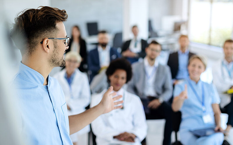 pharmaceutical team in one room