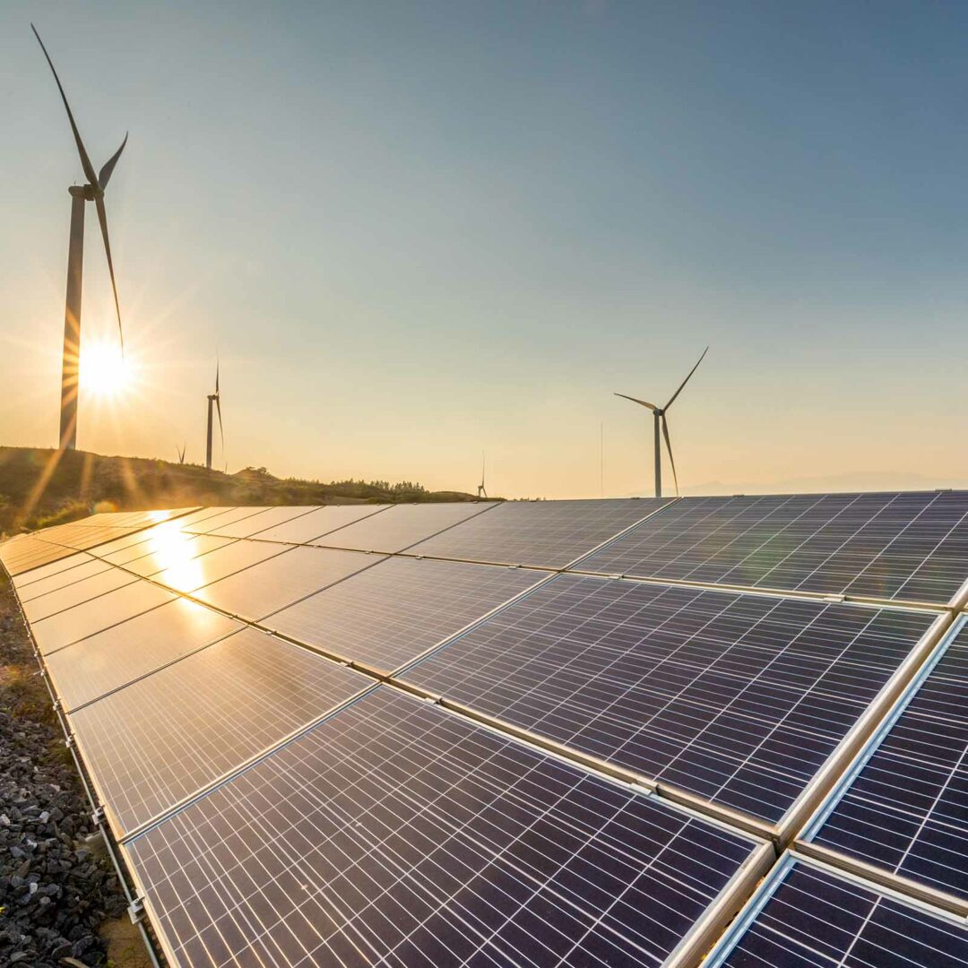 Solar energy and wind power stations