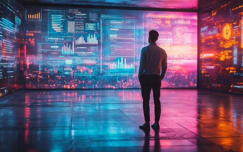 AI in procurement: Image of a man standing in front of a colorful wall