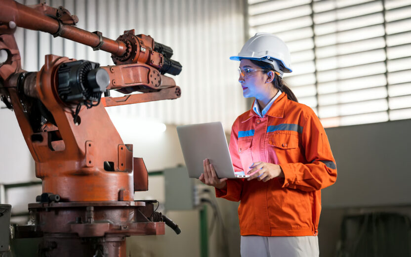 Machine condition monitoring and predictive maintenance concepts. Female Industrial Engineer working in automobile industry. She has expertise of Robotic arc welding sensors and programming in industrial applications.