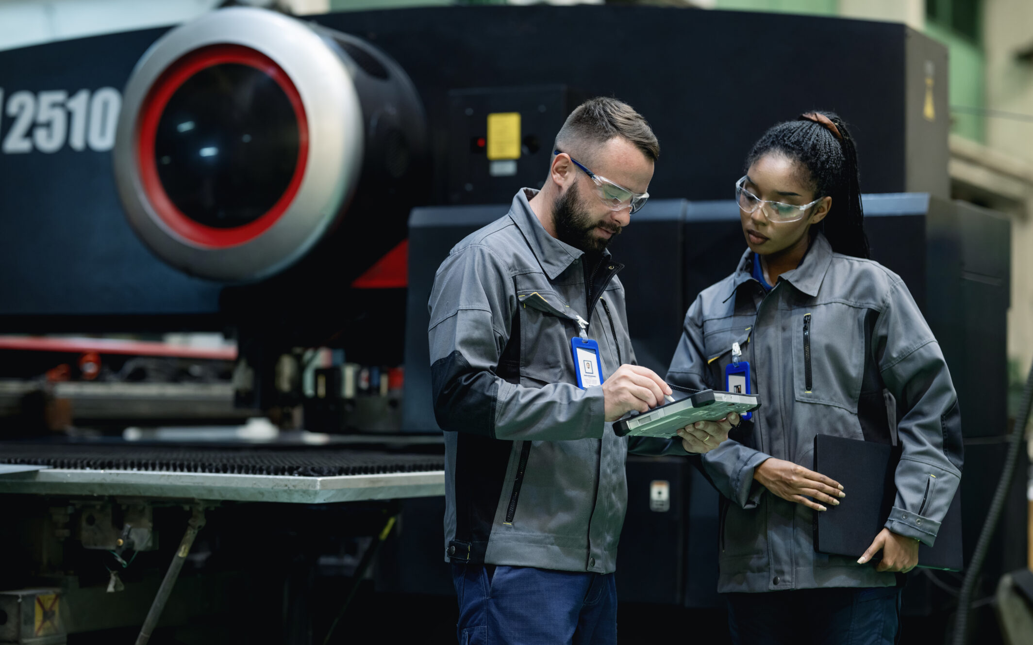 Close-up of a gear mechanism with industrial components, showcasing precision engineering in the SAP Geo Framework.