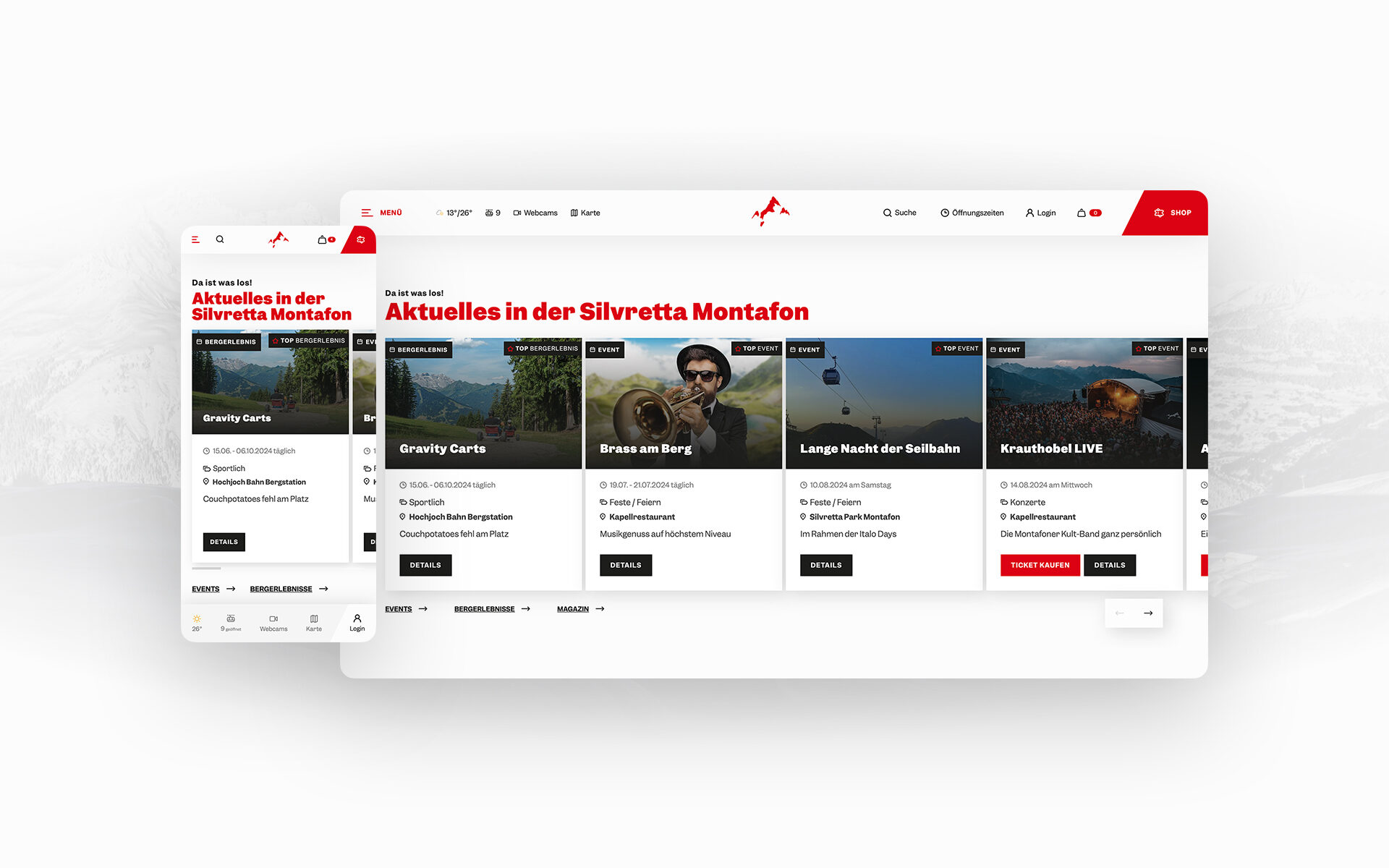 Website-Screenshot von Silvretta Montafon