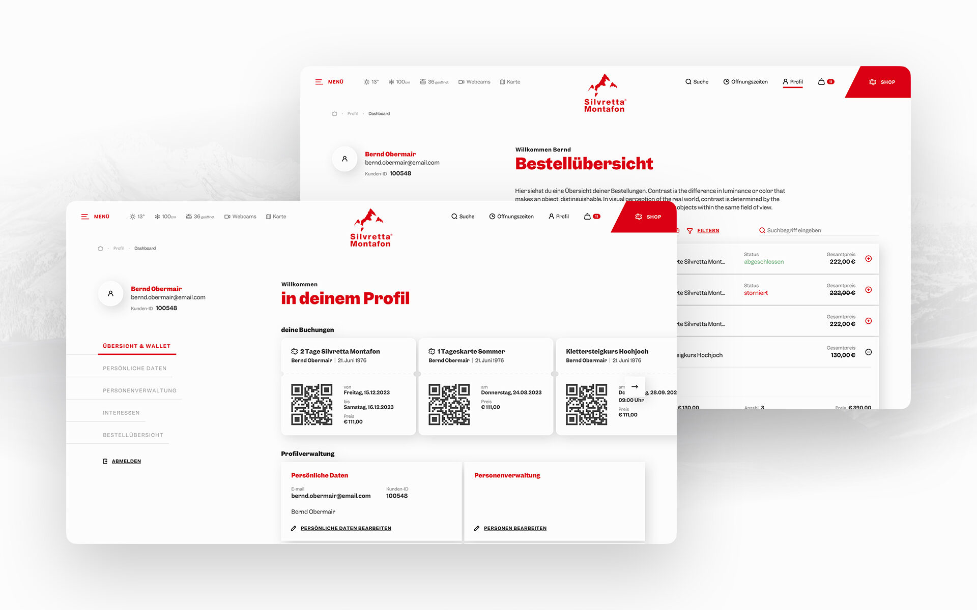 Website screenshot of Silvretta Montafon
