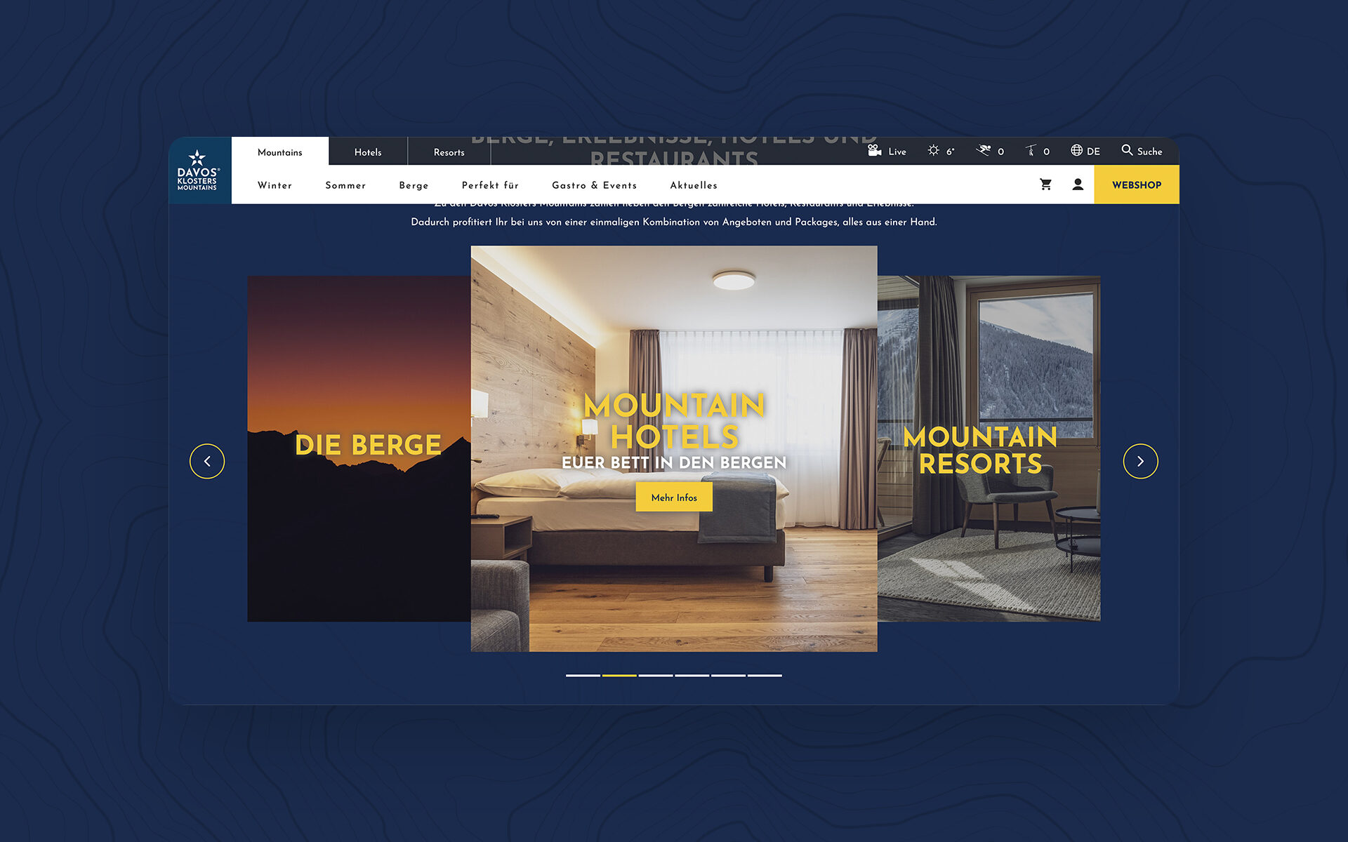 Screenshot of the new homepage of davosklostersmountains.ch