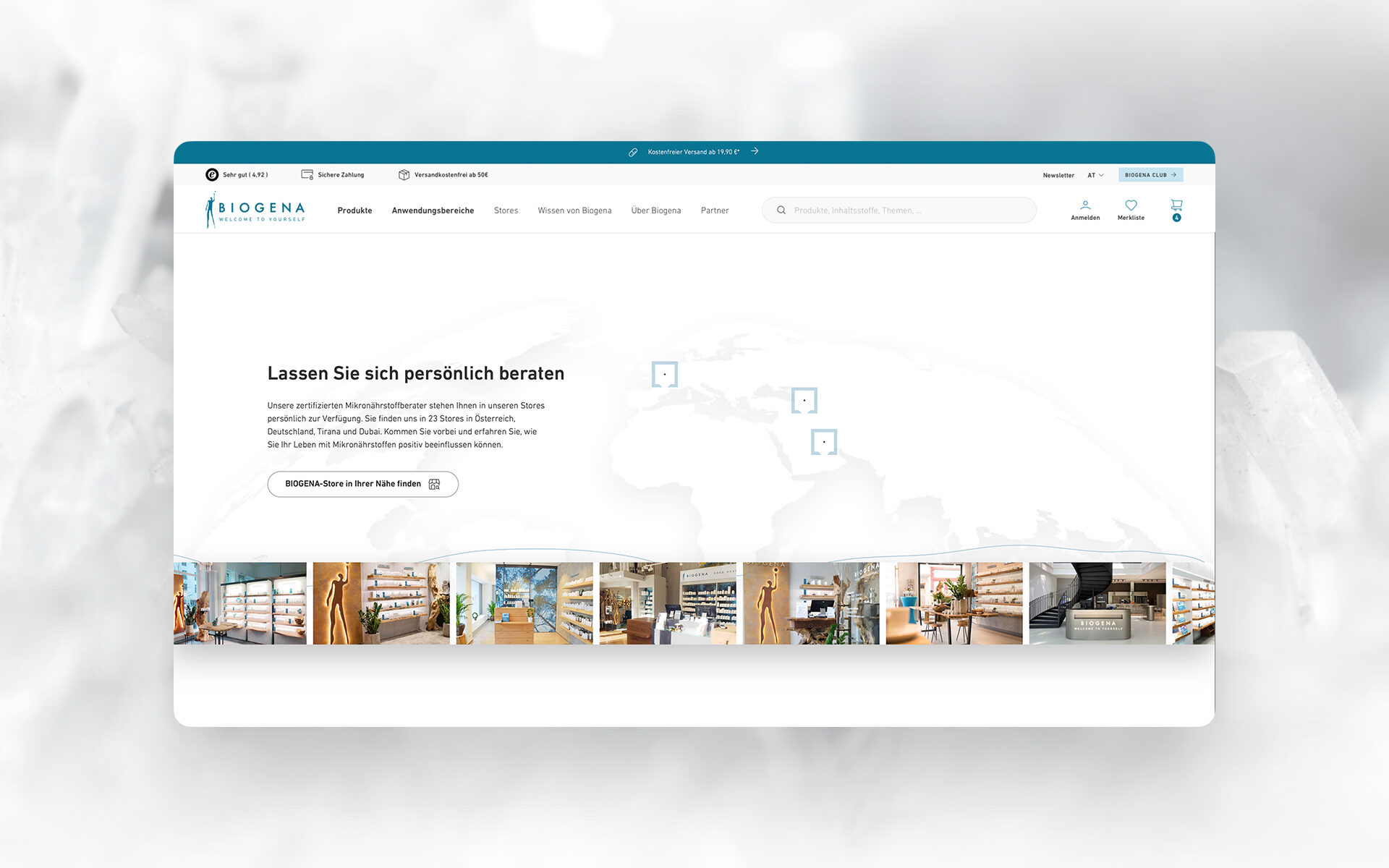 Screenshot der Biogena Website am Desktop