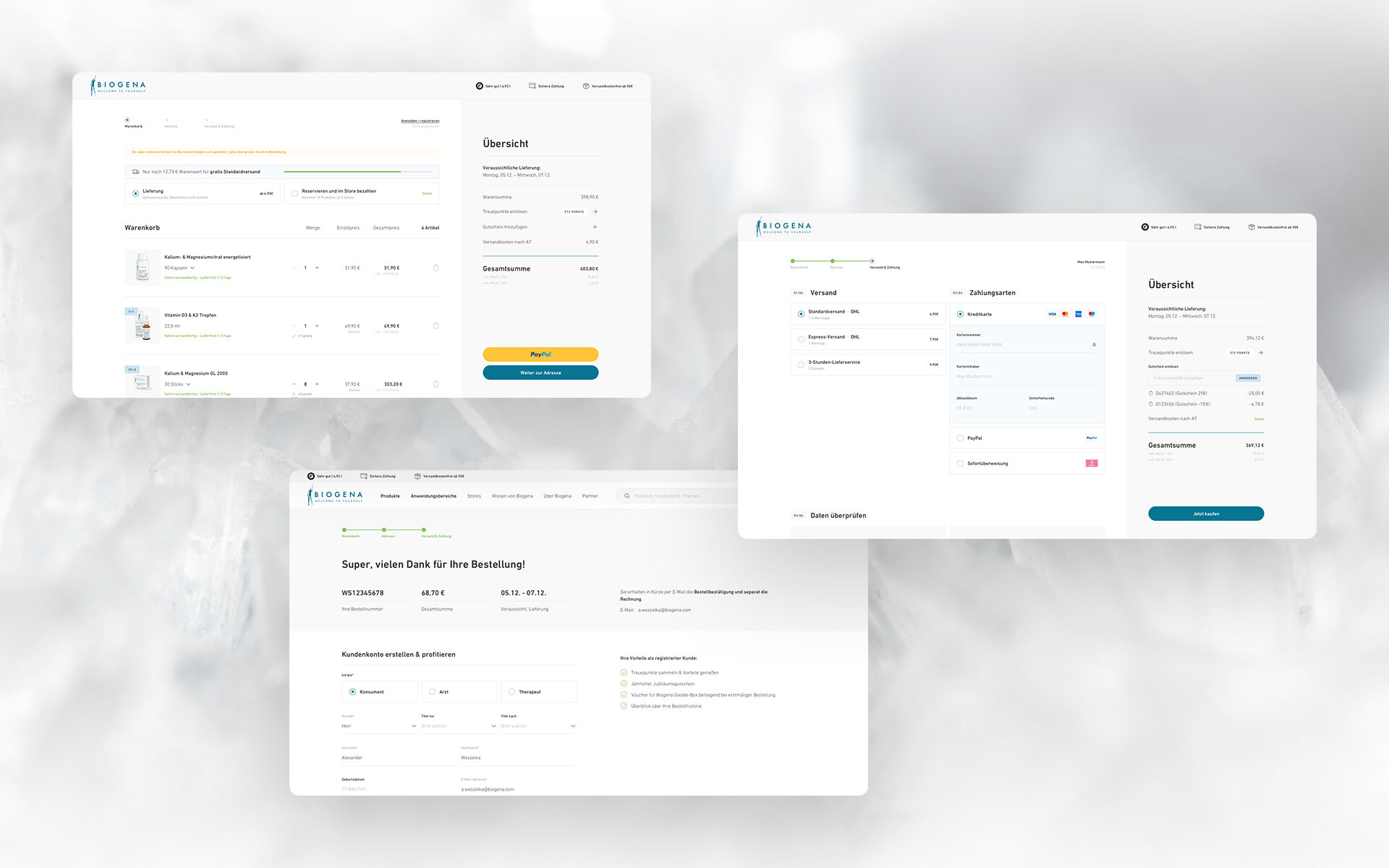 Mockup of the Biogena website