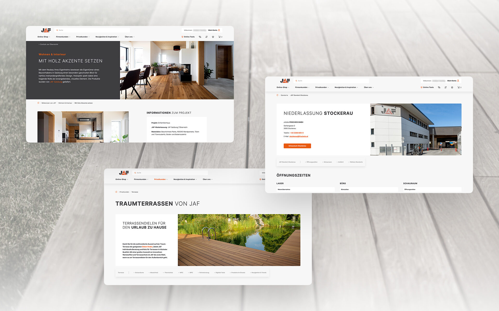 3 Screenshots der Frischeis-Website
