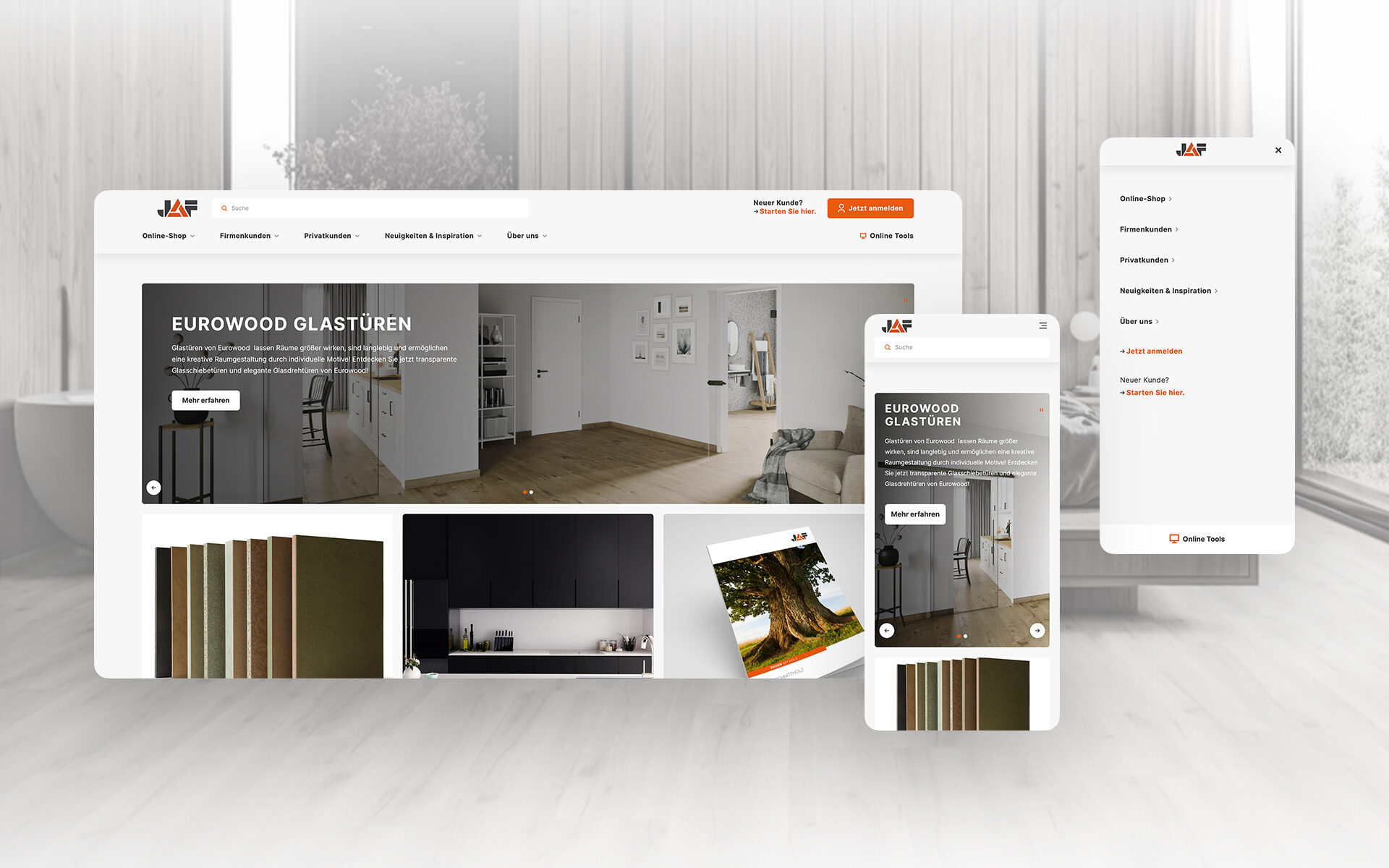 Mockup with screenshots of the Frischeis website