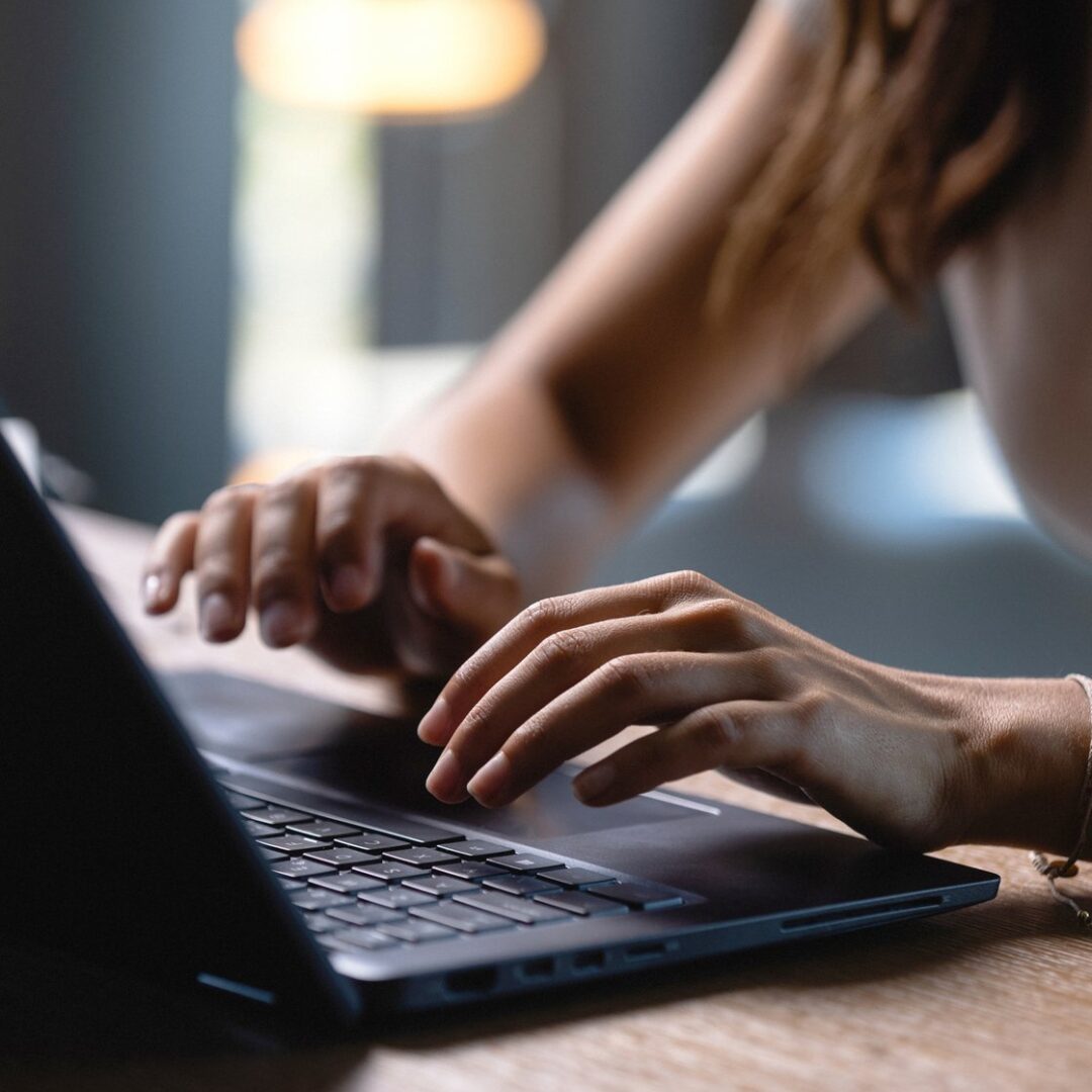 A woman at the laptop