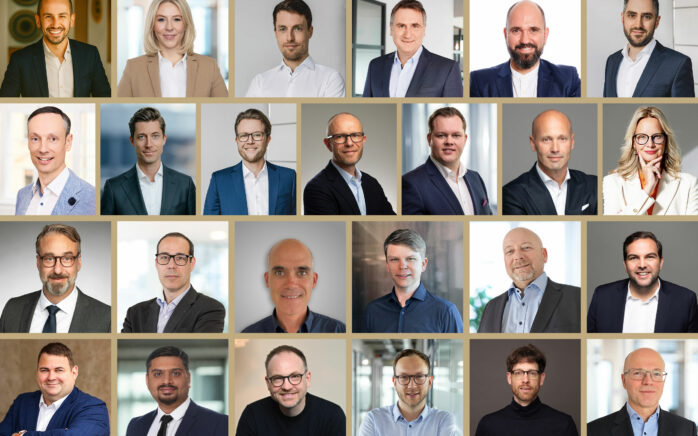 New valantic partners (from left to right): Row 1: Andrej Tschernych, Annika Schuster, Dennis Goetjes, Frank Bösche, Frédéric Cuny, Gereon Küpper; Row 2: Dr. Horst-Florian Jaeck, Jan Dingerkus, Jan Laakmann, Kai Kronauer, Justin Schiffmann, Marcus Fromm, Nicole Berg; Row 3: Michael Zangl, Nuno Figueiredo, Nuno Teles, Oliver Pretz, Peter Stock, Sebastian Badaghlou. Row 4: Sebastian Zimmer, Shreyas Jois, Stefan Heins, Stephan Herteux, Tiemo von Hinckeldey, Ulrich Wetterauer.