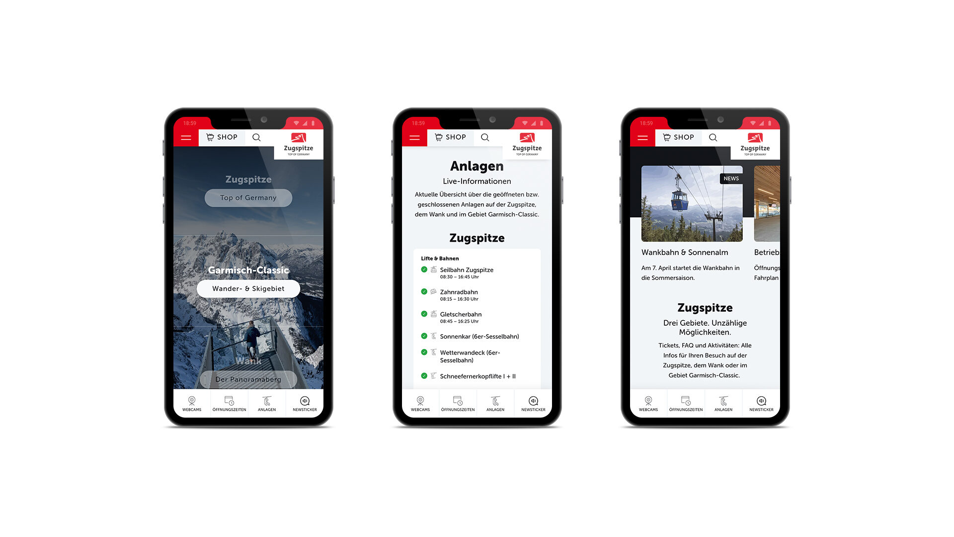 Mockup of the new website of Bayerische Zugspitzbahn Bergbahn AG, shown on a laptop and a smartphone.