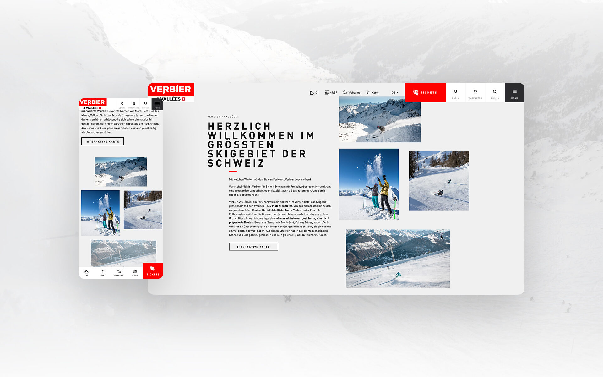 Screenshot der neuen Pimcore-Website von Verbier 4 Vallées