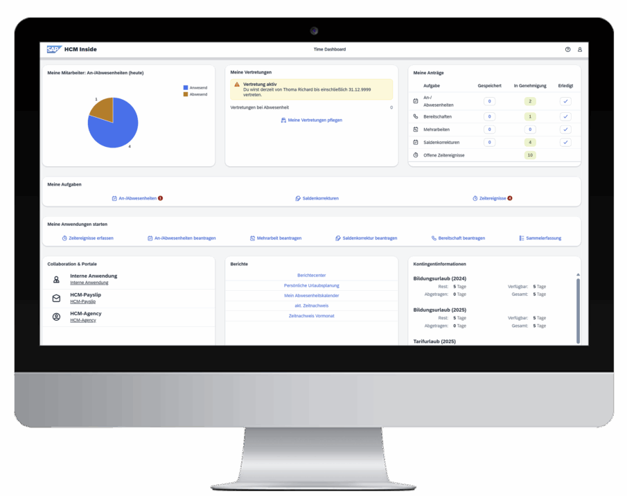 valantic HCM Inside Zeitwirtschaft Dashboard