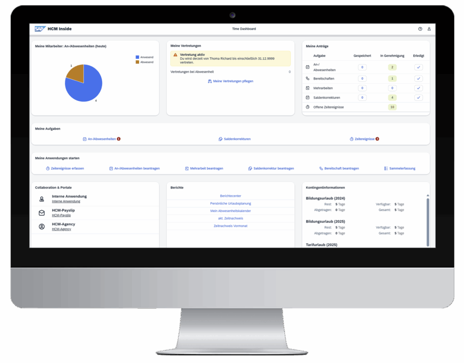 valantic HCM Inside Time Management Dashboard