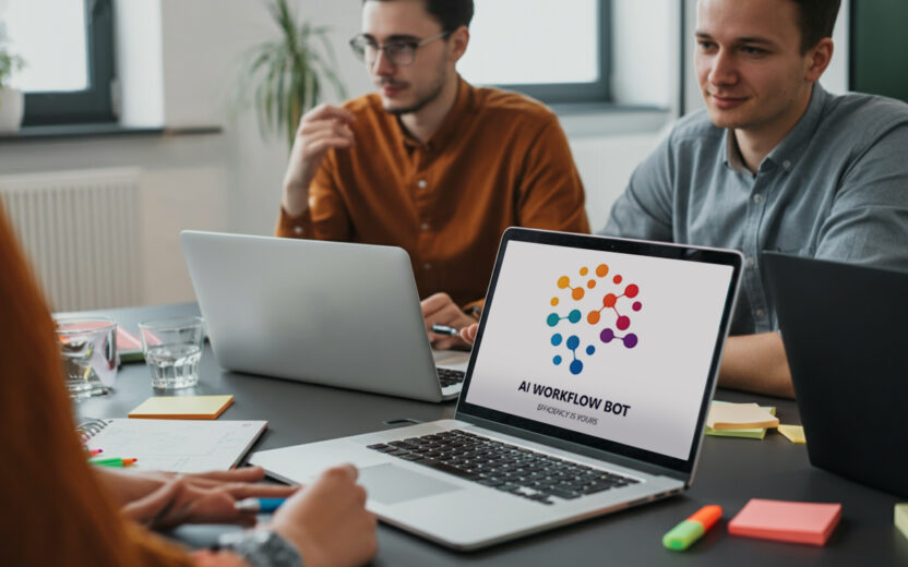 Drei Menschen sitzen an einem Tisch und schauen auf ihre Laptops