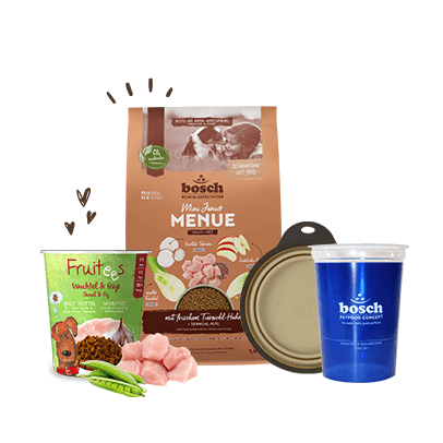 Abbildung von bosch Tiernahrung präsentiert in ansprechender Verpackung.