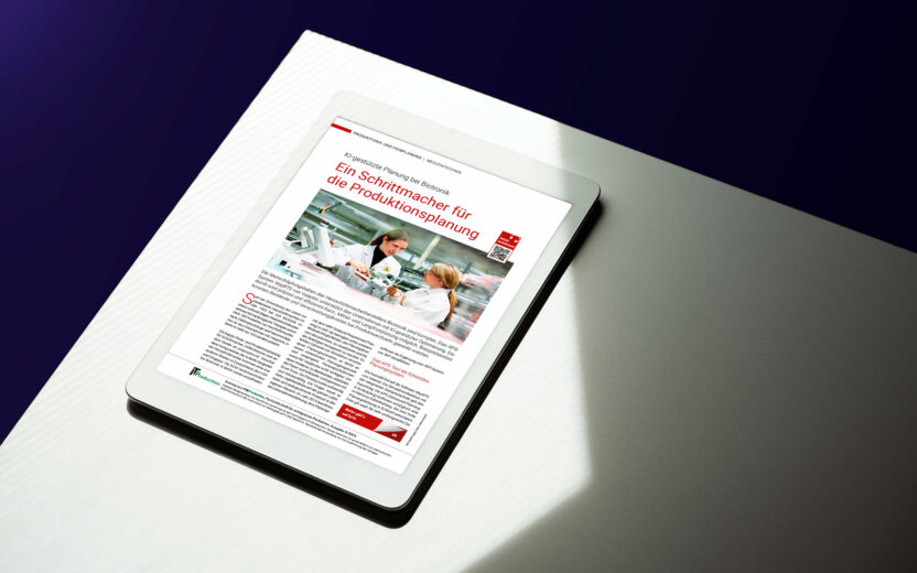 Mockup zum Anwenderbericht Biotronik. waySUITE Anwender in der IT Production 11-2025