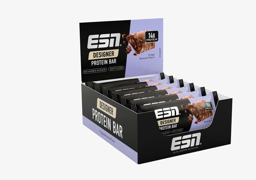 Regalverpackung mit Proteinriegeln der Marke ESN von TQG