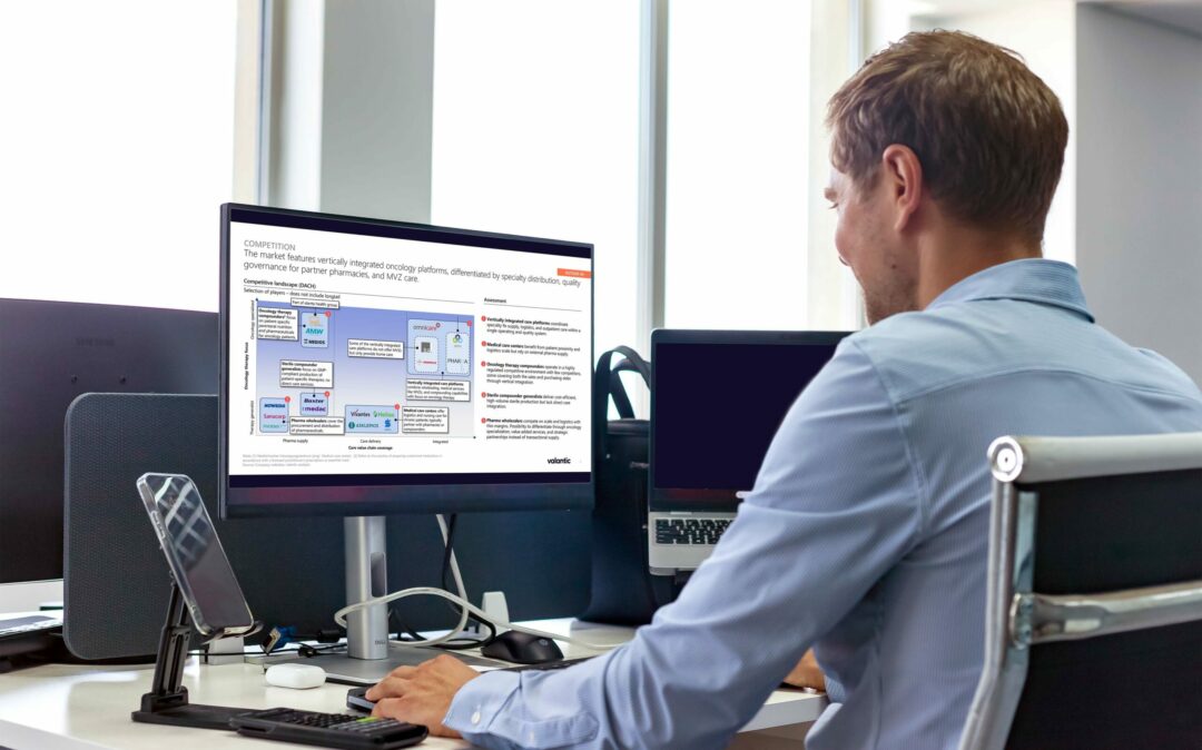 Computer with slide on oncology care market