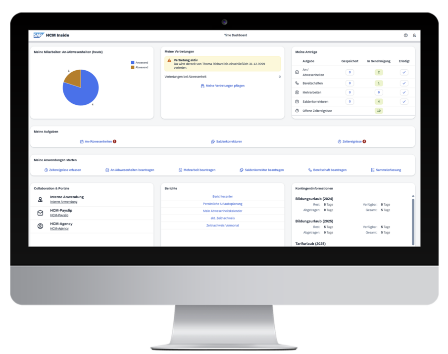 valantic HCM Inside Zeitwirtschaft Dashboard
