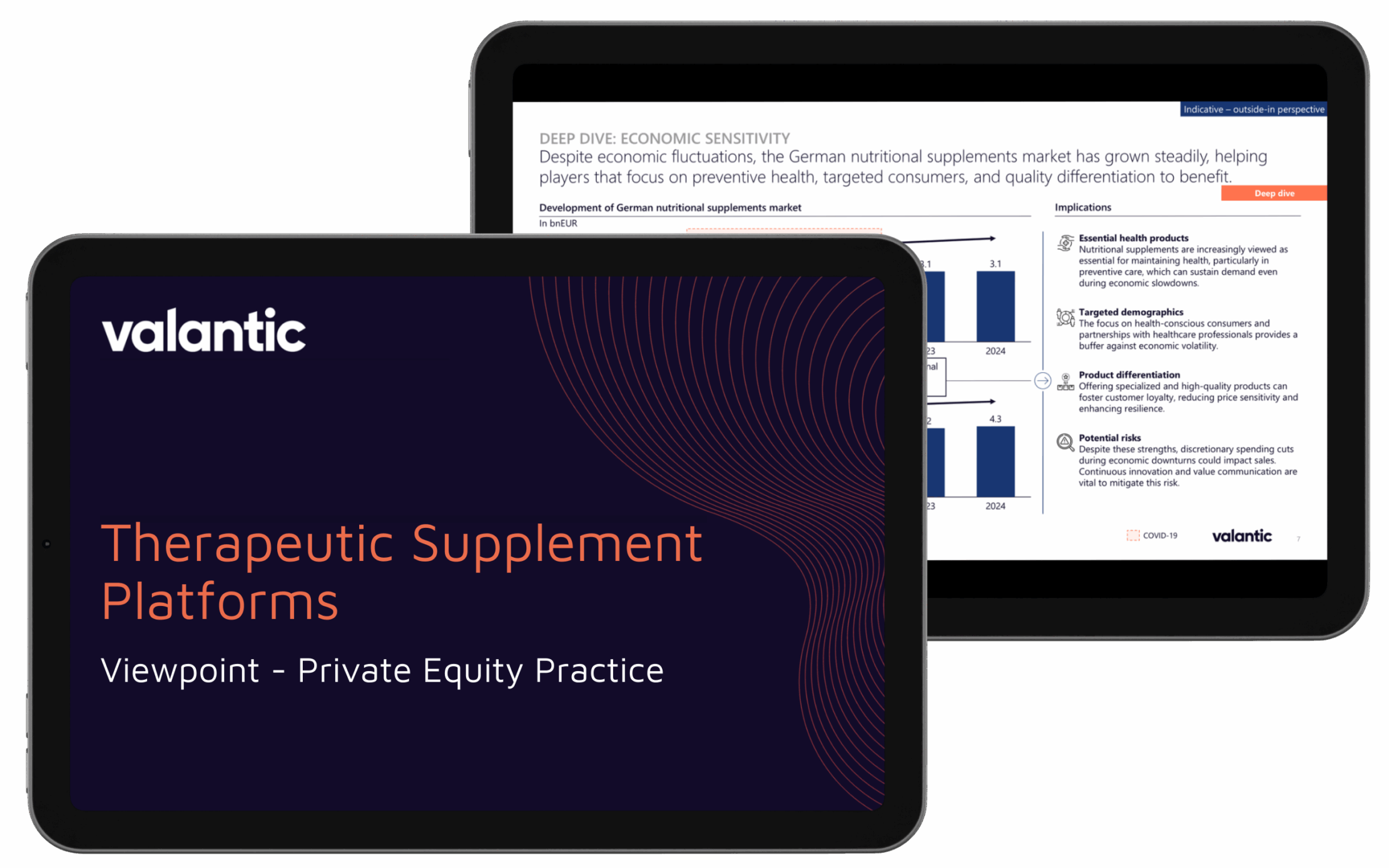 tablet showing Therapeutic Supplements Platforms market