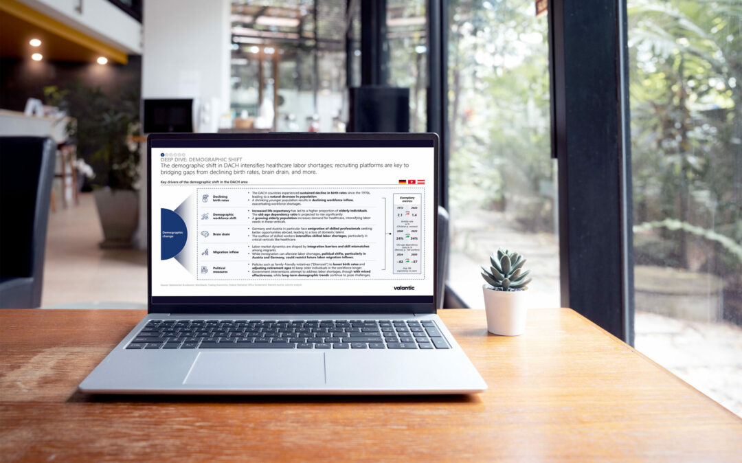 laptop showing the demographics in the healthcare staffing platform market