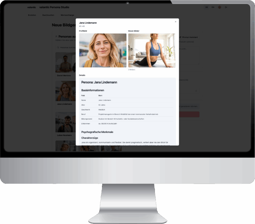 Das valantic Persona Studio zur AI-gestützen Bildgenerierung: Personas definieren und zentral verwalten