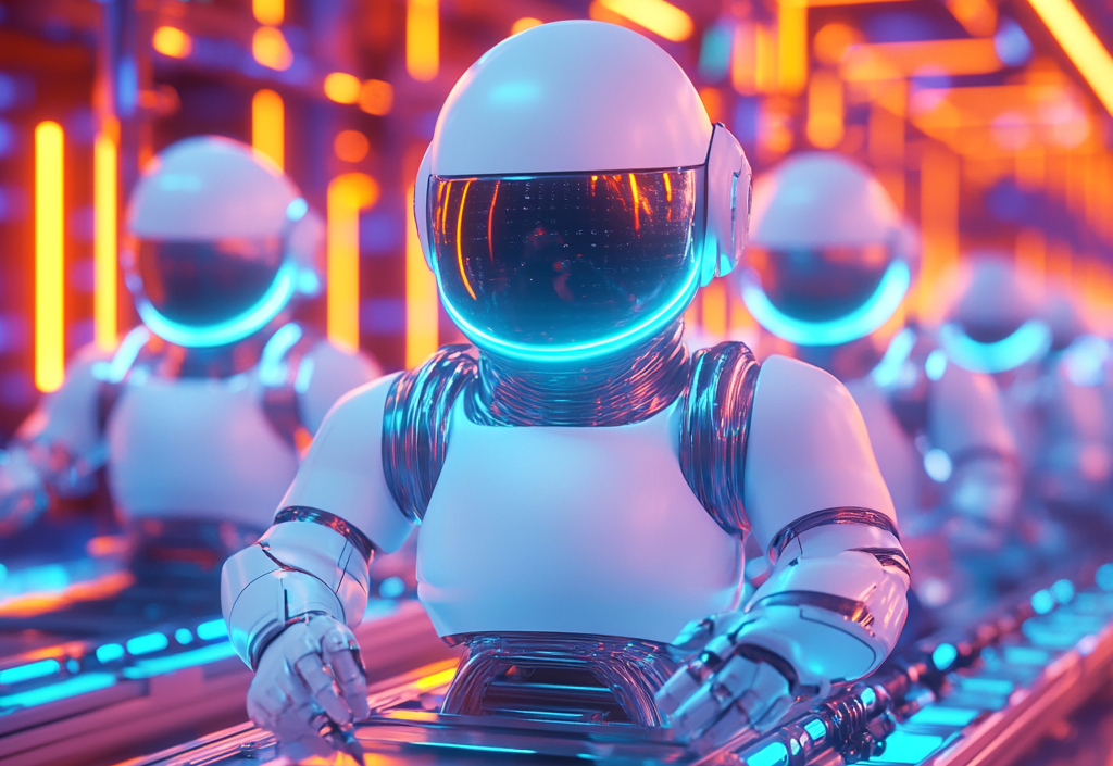 Imagen generada por IA de la parte superior de un robot sobre una cinta de correr