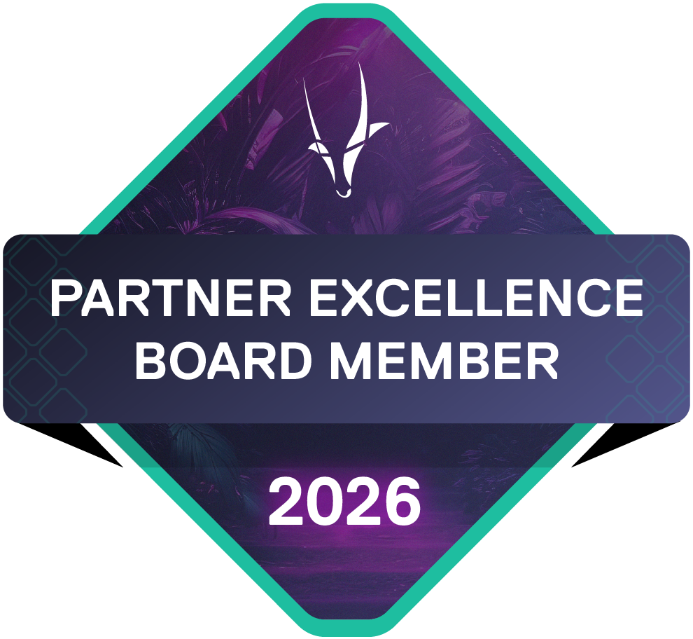 Spryker badge for valantic as a member of the Spryker Partner Excellence Board with Spryker logo and the words "Partner Excellence Board Member 2026"