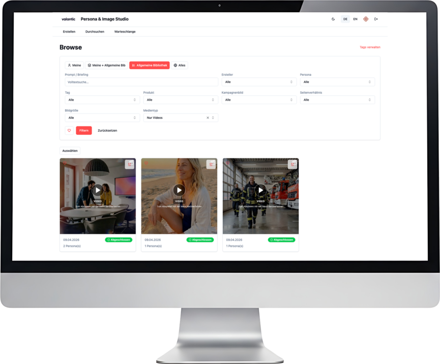 valantic AI Media Studio - AI Video & Voice Generierung