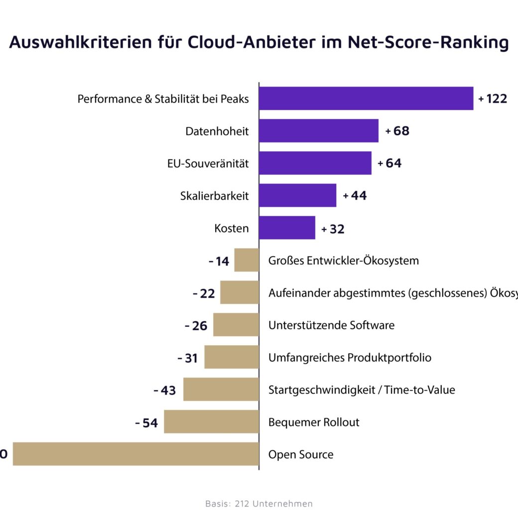 Vor allem auf Performance und Stabilität legen deutsche Unternehmen bei ihrem Cloud-Anbieter größten Wert; Bildquelle: valantic / techconsult