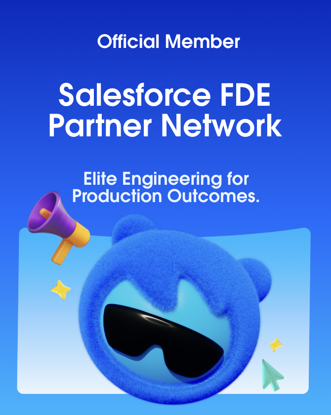 Membership banner for valantic as an official member of the Salesforce Forward Deployed Engineering (FDE) Partner Network