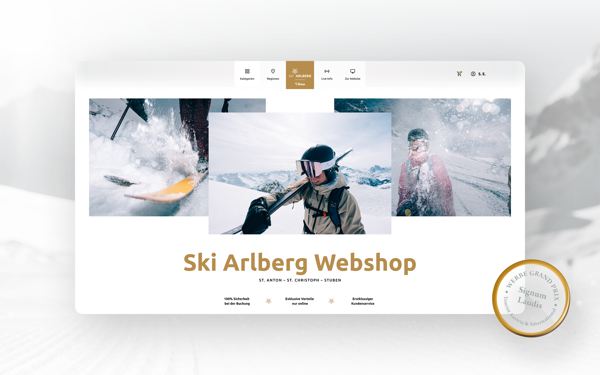 Screenshot of the Ski Arlberg webshop